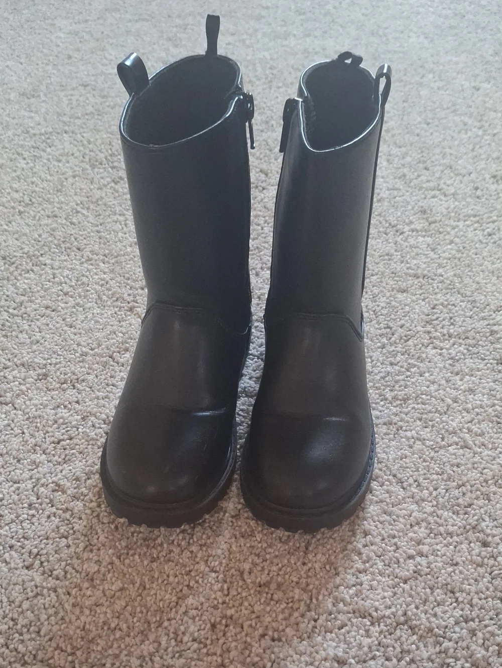 Toddler Girls Classic Black Mid-Calf Leather Boots